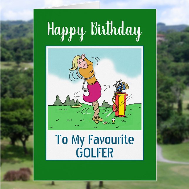 Cartão Feliz Aniversário Mulher Golfer (Criador carregado)