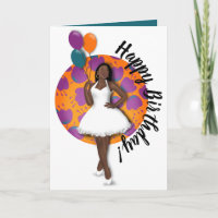 Feliz aniversário! Mulher Negra, Balões e Flores
