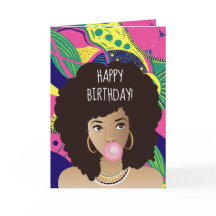 Feliz aniversário! Mulher Negra, Bubblegum, Colori