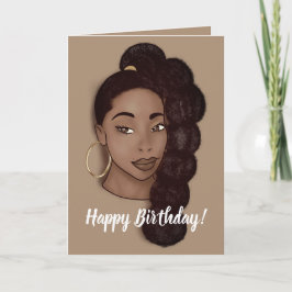 Cartão Feliz Aniversário, Mulher Negra com rabo-de-cavalo