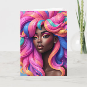 Cartão Feliz aniversário mulher negra linda irmã rainha
