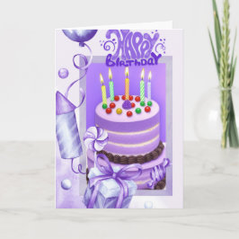 Cartão Feliz aniversário na Lavanda