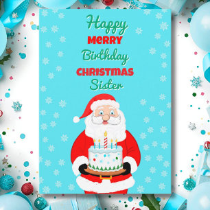 Cartão Feliz Aniversário Natalino Bolo de Natal Nome do P