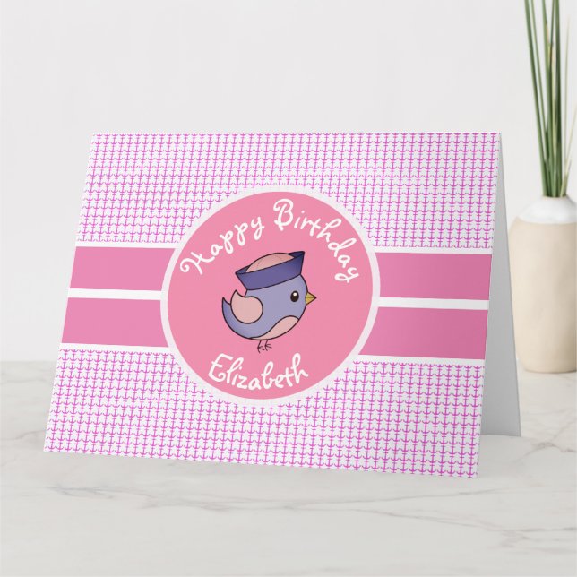 Cartão Feliz Aniversário Náutico das Raparigas Personaliz (Frente)