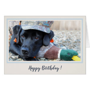 Cartão Feliz Aniversário Negro Labrador Cute Duck Dog -