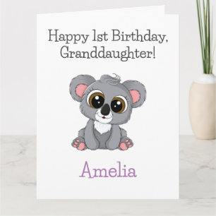 Cartão Feliz aniversário, neta Cute Koala