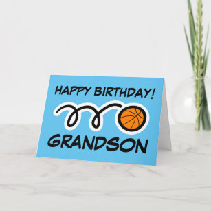 Cartão Feliz aniversário, netos, esportes de basquetebol 