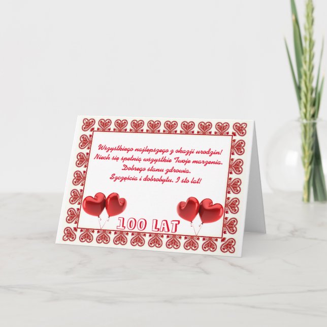 Cartão Feliz aniversario no polonês (Frente)