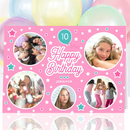 Cartão Feliz Aniversário Nome Idade Foto Colagem Brilhant