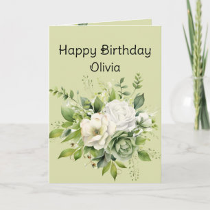 Cartão Feliz Aniversário Nome Personalizado Bela Flores