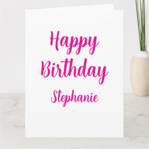 Cartão Feliz Aniversário Nome Personalizado Branca Rosa Q