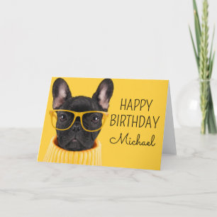 Cartão Feliz Aniversário   Óculos de Sol Bulldog Francês