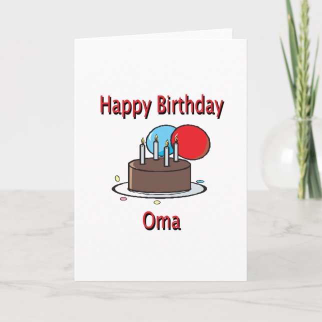 Cartão Feliz Aniversário Oma Vovó Alemã Design de Anivers (Frente)