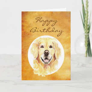 Cartão Feliz Aniversário, Ouro Anos, Ouro Retriever