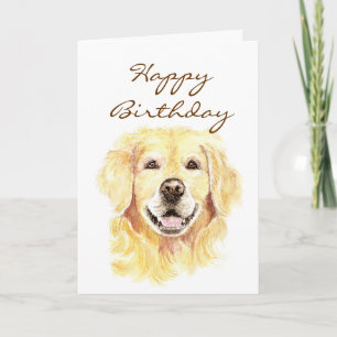 Cartão Feliz Aniversário, Ouro Anos, Ouro Retriever