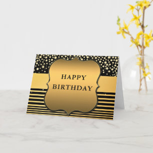 Cartão Feliz Aniversário - Ouro Luxuoso e VIP Preto