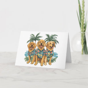 Cartão Feliz Aniversário Ouro Retriever Cães Havaianos