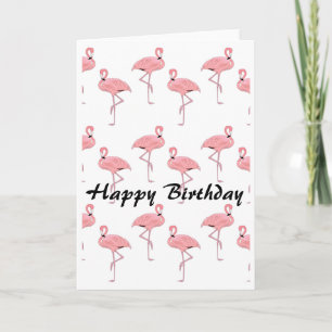 Cartão Feliz Aniversário Padrão Flamingo Rosa