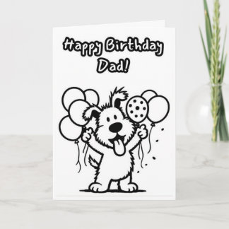Cartão Feliz Aniversário Pai! Cachorro c/Balões
