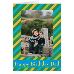 Cartão Feliz Aniversário Pai Listras Diagonais Foto