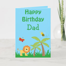 Cartão Feliz Aniversário Pai Safari Leão Sua foto dentro