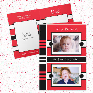 Cartão Feliz aniversário Pai vermelho foto negra te ama