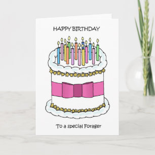 Cartão Feliz Aniversário para a Forager Bake e Velas