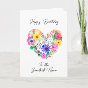 Cartão Feliz aniversário para a mais doce sobrinha
