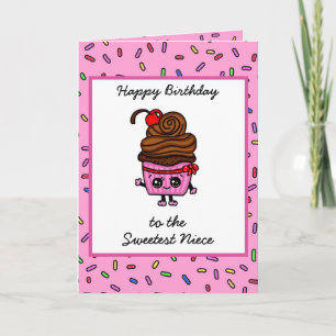 Cartão Feliz aniversário para a minha sobrinha, Cupcake b