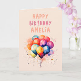 Cartão Feliz Aniversário para Crianças Coloridas