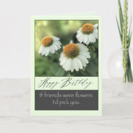 Cartão Feliz aniversário para flores brancas bonito e ami