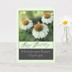 Cartão Feliz aniversário para flores brancas bonito e ami
