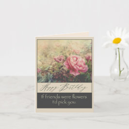 Cartão Feliz aniversário para flores rosa bonito amigas