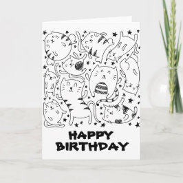Cartão Feliz aniversário para gatos dançarinos
