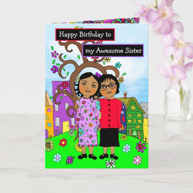 Cartão Feliz aniversário para minha irmã incrível (Orquídea)