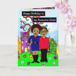 Cartão Feliz aniversário para minha irmã incrível