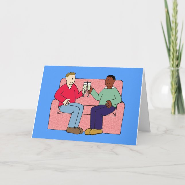 Cartão Feliz aniversário para Namorado multiracial (Frente)