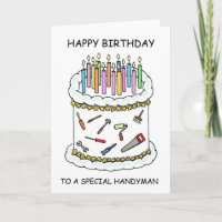 Feliz aniversário para o Bolo de Cartoon Handyman