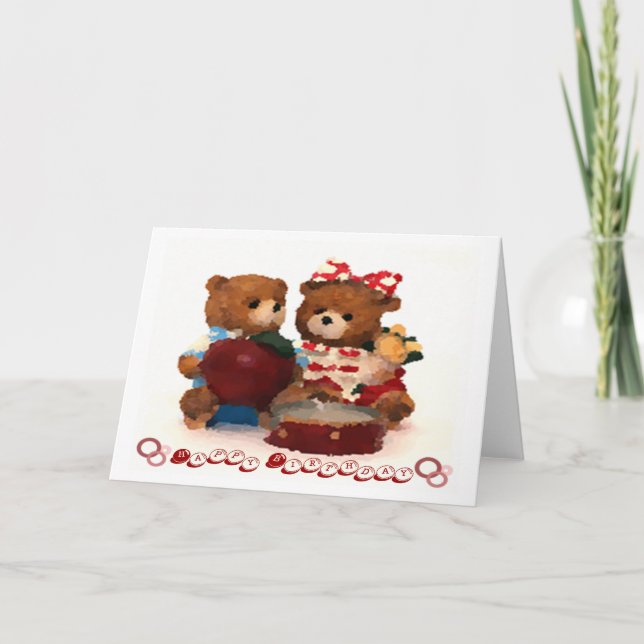 Cartão Feliz aniversário para o casal do urso (Frente)