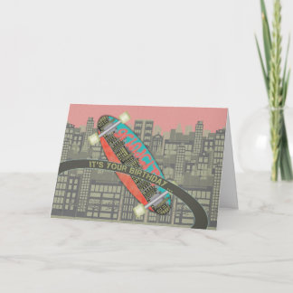 Cartão Feliz aniversario para o fragmento do skate do