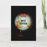 Cartão Feliz Aniversário Para O Melhor Primo Da Terra!<br><div class="desc">Uma fotografia de um globo antigo,  com o texto "Melhor Primo" na face do referido globo,  é o tema do meu "Feliz Aniversário ao Melhor Primo da Terra!" cartão de aniversário.</div>