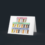 Cartão Feliz aniversário para o melhor vizinho de sempre<br><div class="desc">Gatos de cartoon segurando banners de cor pastel que dizem 'Feliz aniversário para o melhor vizinho de sempre'.</div>