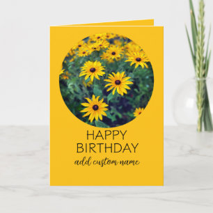 Cartão Feliz Aniversário para personalizar a flor amarela