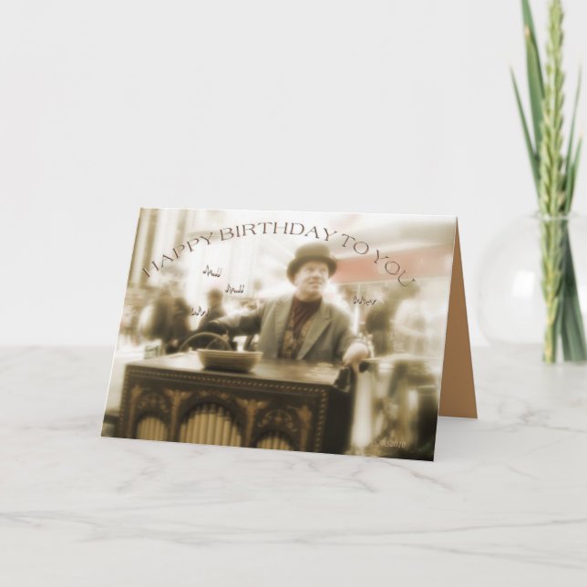 Cartão feliz aniversário para seu jogador de órgãos de ru (Frente)