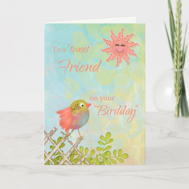 Cartão Feliz Aniversário para um Amigo Doce (Frente)