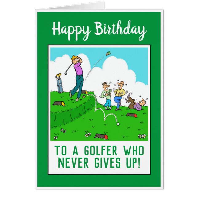 Cartão Feliz aniversário para um Golfer Engraçado (Frente)