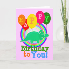 Cartão Feliz Aniversário para Você Dinossauro Verde