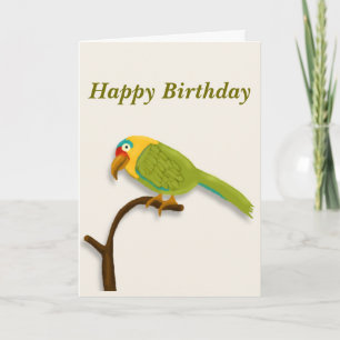 Cartão Feliz Aniversário para você, Pet Parrot Colorido