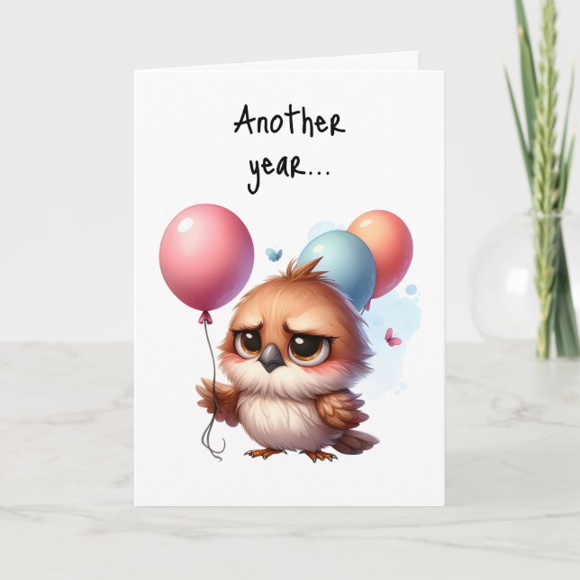 Cartão Feliz Aniversário, Pássaro Grumpy Outro Ano para o (Frente)