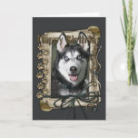 Cartão Feliz aniversario - patas de pedra - rouco<br><div class="desc">O que poderia dizer o feliz aniversario melhor do que este cão do rouco Siberian que ajuda o a comemorar!</div>